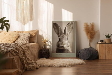 Paul Sinus Wandbild in 40x60cm Hopstar – Humorvolles Kaninchenporträt in Sepia mit verspieltem Ausdruck