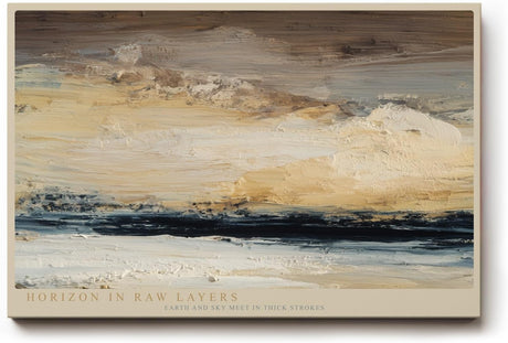 Paul Sinus Wandbild 120x80cm Horizon in Raw Layers abstrakte Landschaft in Beige und Naturtönen moderne Kunst Malerei Poster für Wohnzimmer Büro
