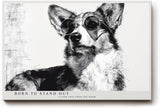 Paul Sinus Wandbild 120x80cm Hund mit Sonnenbrille moderne Tier Illustration schwarz weiss stilvolle Wanddekoration fuer Wohnzimmer Büro
