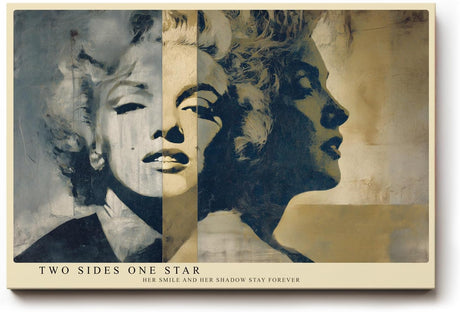 Paul Sinus Wandbild 120x80cm Ikonisches Filmstar Porträt Retro Collage Kunst Poster klassischer Hollywood Stil Frauenporträt Kunstdruck Bild für Wohnzimmer Schlafzimmer Büro