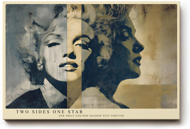 Paul Sinus Wandbild 120x80cm Ikonisches Filmstar Porträt Retro Collage Kunst Poster klassischer Hollywood Stil Frauenporträt Kunstdruck Bild für Wohnzimmer Schlafzimmer Büro