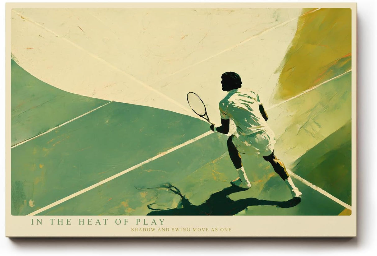 Paul Sinus Wandbild 120x80cm In the Heat of Play Tennis Spieler Moderne Sport Kunst Illustration fuer Wohnzimmer Büro und Fitnessraum