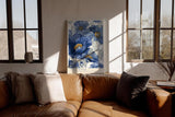 Paul Sinus Wandbild in 40x60cm Indigo Bloom Blaue Mohnblüten Illustration in Struktur und Bewegung