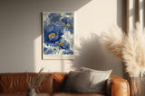 Paul Sinus Wandbild in 40x60cm Indigo Bloom Blaue Mohnblüten Illustration in Struktur und Bewegung