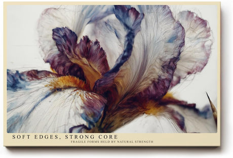 Paul Sinus Wandbild 120x80cm Iris Blume Makro Kunst modern violett creme floral Kunstdruck grosses Blumen Kunstbild elegante Wanddekoration fuer Wohnzimmer Büro