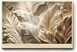 Paul Sinus Wandbild 120x80cm Ivory Plumes in Stillness Abstrakte Federstruktur in Beige Moderner Natur Kunststil fuer Wohnzimmer Schlafzimmer und Büro