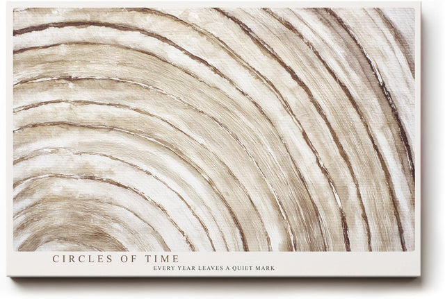 Paul Sinus Wandbild 120x80cm Jahresringe Holzstruktur abstrakte Naturkunst beige braun moderne Wanddekoration fuer Wohnzimmer Büro