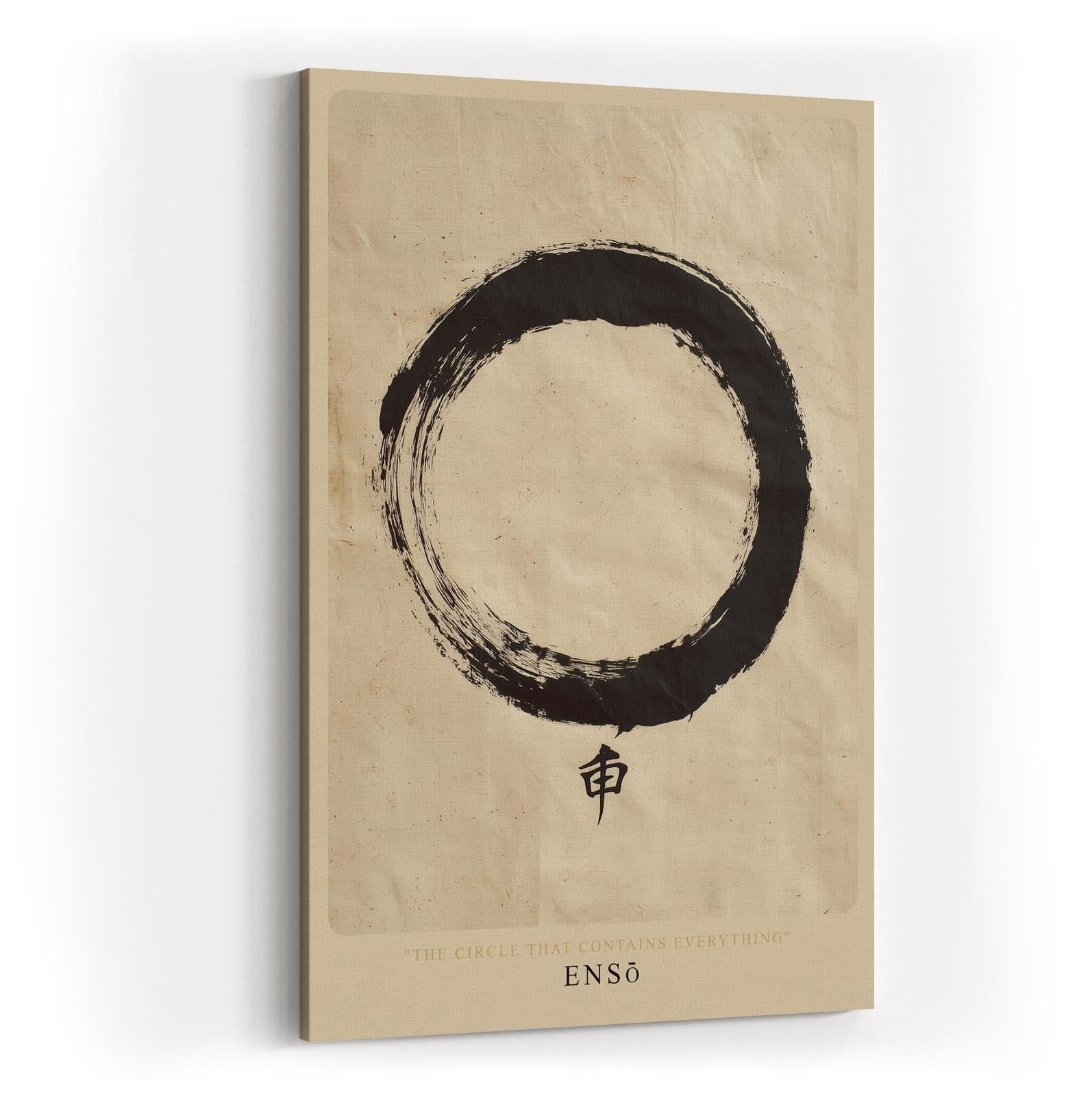 Paul Sinus Wandbild in 40x60cm Japanischer Enso-Kreis auf strukturiertem Hintergrund in traditioneller Tuschmalerei