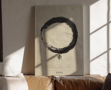 Paul Sinus Wandbild in 40x60cm Japanischer Enso-Kreis auf strukturiertem Hintergrund in traditioneller Tuschmalerei