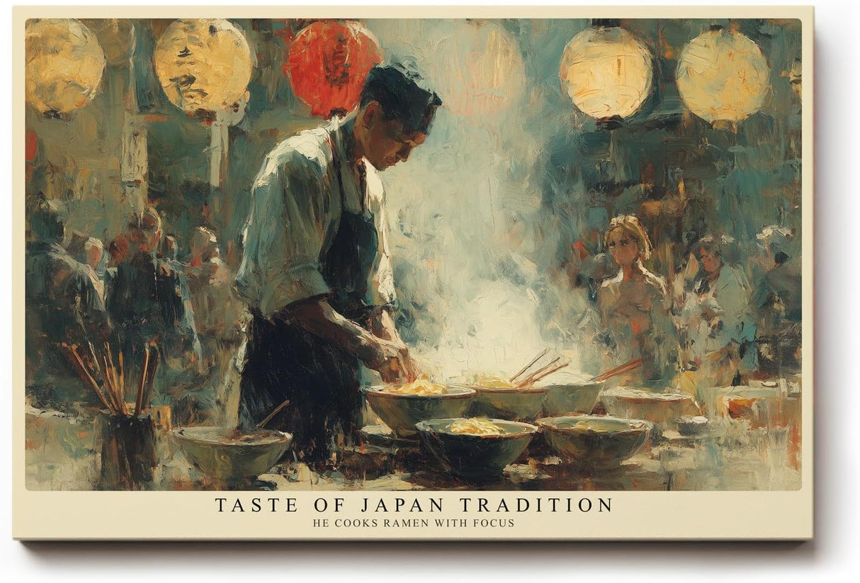 Paul Sinus Wandbild 120x80cm Japanischer Ramen Koch bei der Arbeit – Atmosphärische Streetfood Szene mit traditioneller Küche