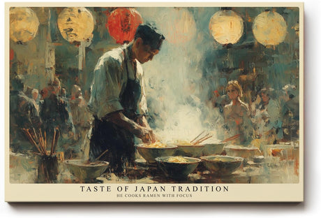 Paul Sinus Wandbild 120x80cm Japanischer Ramen Koch bei der Arbeit – Atmosphärische Streetfood Szene mit traditioneller Küche