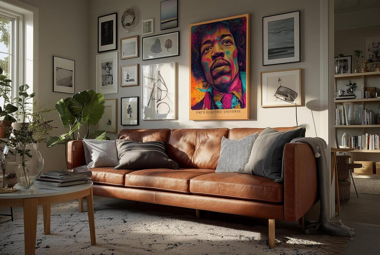 Paul Sinus Wandbild in 40x60cm Jimi's Electric Universe Buntes Musikerportrait mit intensiven Farbverläufen