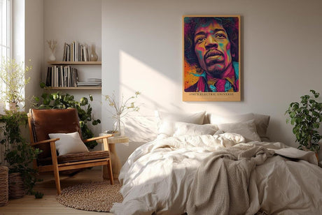 Paul Sinus Wandbild in 40x60cm Jimi's Electric Universe Buntes Musikerportrait mit intensiven Farbverläufen