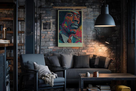 Paul Sinus Wandbild in 40x60cm Jimi's Electric Universe Buntes Musikerportrait mit psychedelischen Mustern