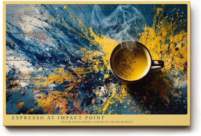 Paul Sinus Wandbild 120x80cm Kaffee Espresso Abstrakte Kunst Moderne Stillleben Komposition mit Farbspritzern