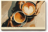 Paul Sinus Wandbild 120x80cm Kaffee Kunst Zwei Tassen Latte Art warme Cafe Szene moderne Kuechen und Cafe Wanddekoration