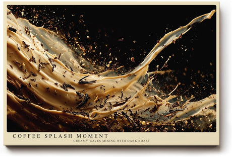 Paul Sinus Wandbild 120x80cm Kaffee Splash Fotokunst dynamische Kaffee Bewegung mit cremigen Wellen modernes Food Kunstbild für Küche Café Bar Wohnzimmer