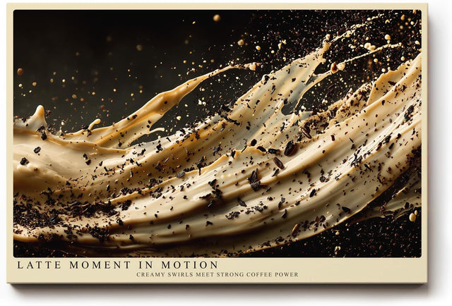 Paul Sinus Wandbild 120x80cm Kaffee Splash abstrakte Latte Bewegung Food Art moderne Wanddekoration fuer Kueche Esszimmer Cafe Wohnzimmer