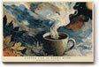 Paul Sinus Wandbild 120x80cm Kaffee Tasse mit Dampf in Nachtstimmung Abstrakte Kunst in Blau Gold Wanddekoration