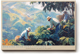 Paul Sinus Wandbild 120x80cm Kaffeeernte in den Bergen Atmosphaerische Landschaftskunst in Gruen und Blau
