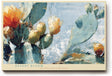 Paul Sinus Wandbild 120x80cm Kaktus Bluete Wuestenpflanze moderne Naturmalerei blau gruene Toene florale Kunst Wanddekoration fuer Wohnzimmer Büro