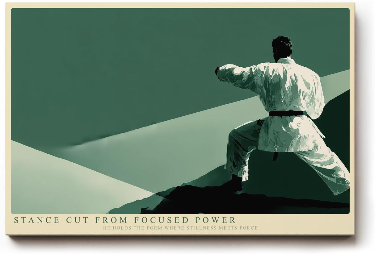 Paul Sinus Wandbild 120x80cm Karateka in Kampfhaltung moderne Kampfkunst Illustration