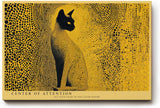 Paul Sinus Wandbild 120x80cm Katze abstrakte Tierkunst gelb schwarzes Punktmuster modernes Katzen Kunstbild Wanddekoration fuer Wohnzimmer Büro