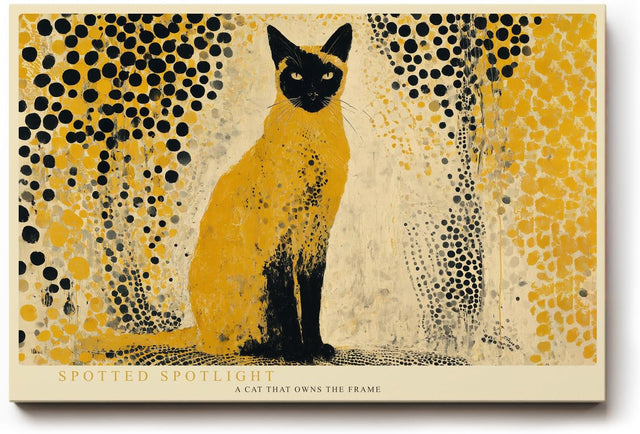 Paul Sinus Wandbild 120x80cm Katze moderne Kunst gelb schwarz grafische Tierillustration stilvolle Wanddekoration fuer Wohnzimmer Büro