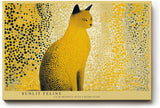 Paul Sinus Wandbild 120x80cm Katze moderne Tierkunst gelb schwarzes Punktmuster stilvolle Katzen Illustration Wanddekoration fuer Wohnzimmer Büro