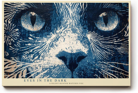 Paul Sinus Wandbild 120x80cm Katzen Augen Kunst LeinWandbild 120x80cm Mystisches Tierportrait Blau Wanddekoration