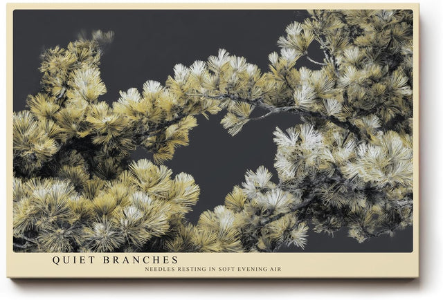 Paul Sinus Wandbild 120x80cm Kiefernzweige Naturfotografie botanische Kunst beige gruen moderne Wanddekoration fuer Wohnzimmer Büro