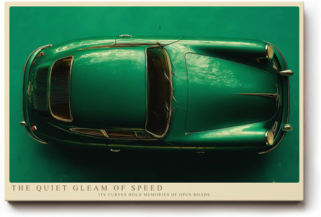 Paul Sinus Wandbild 120x80cm Klassischer Gruener Sportwagen von oben stilvolle Automobil Kunst fuer moderne Wohnräume
