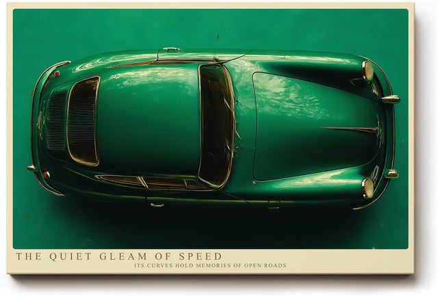Paul Sinus Wandbild 120x80cm Klassischer Gruener Sportwagen von oben stilvolle Automobil Kunst fuer moderne Wohnräume