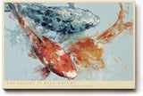 Paul Sinus Wandbild 120x80cm Koi Ascent in Pale Waters Japanische Koi Fische Abstrakte Wasser Kunst fuer Wohnzimmer Schlafzimmer und Büro