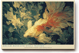 Paul Sinus Wandbild 120x80cm Koi Fisch Illustration modern blau gold asiatische Kunst Kunstdruck grosses Kunstbild stilvolle Wanddekoration fuer Wohnzimmer Büro