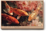 Paul Sinus Wandbild 120x80cm Koi Fische mit Blumen Japanische Naturkunst in Rot Gold Wanddekoration Wohnzimmer