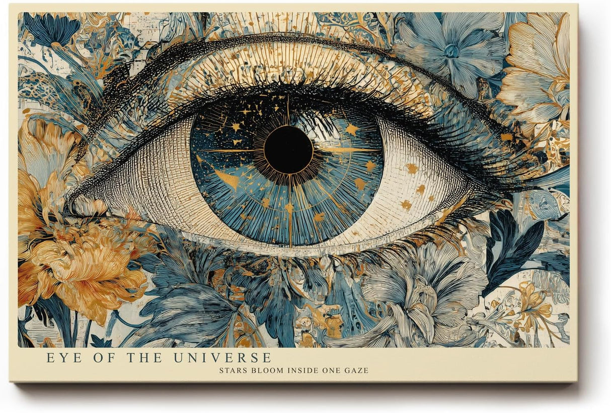 Paul Sinus Wandbild 120x80cm Kosmisches Auge Florale Kunst LeinWandbild 120x80cm Mystische Vision Wanddekoration