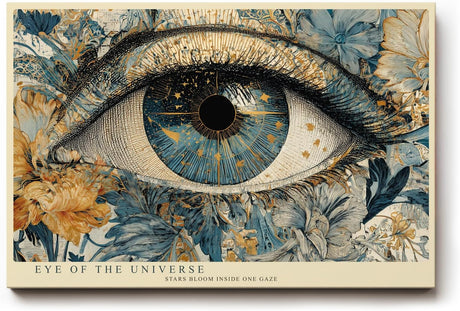 Paul Sinus Wandbild 120x80cm Kosmisches Auge Florale Kunst LeinWandbild 120x80cm Mystische Vision Wanddekoration