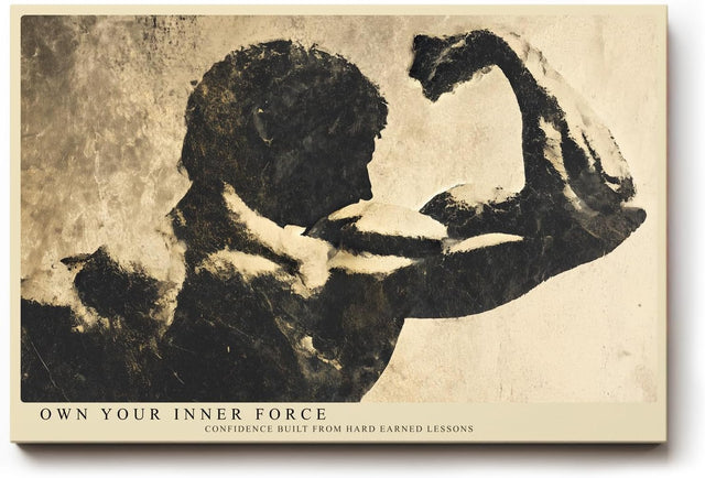 Paul Sinus Wandbild 120x80cm Kraft Sport Silhouette Bodybuilding Fitness Kunst Kunstdruck grosses Wandbild 120x80cm motivierende Wanddekoration fuer Wohnzimmer Fitnessraum Büro