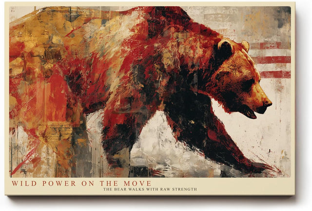 Paul Sinus Wandbild 120x80cm Kraftvoller Bär in Bewegung – Ausdrucksstarke Tierkunst mit dynamischen Farben für moderne Wohnräume