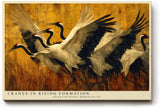 Paul Sinus Wandbild 120x80cm Kraniche Flug Natur Kunstmotiv Elegante Voegel in Bewegung mit warmen Farben