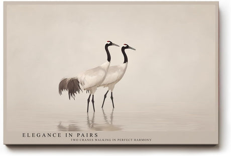 Paul Sinus Wandbild 120x80cm Kraniche Paar Natur Fotokunst elegante Vögel im Wasser ruhiges Tiermotiv modernes Naturbild für Wohnzimmer Büro