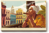 Paul Sinus Wandbild 120x80cm Kubanische Stadtszene mit rauchender Frau farbenreiche urbane Illustration