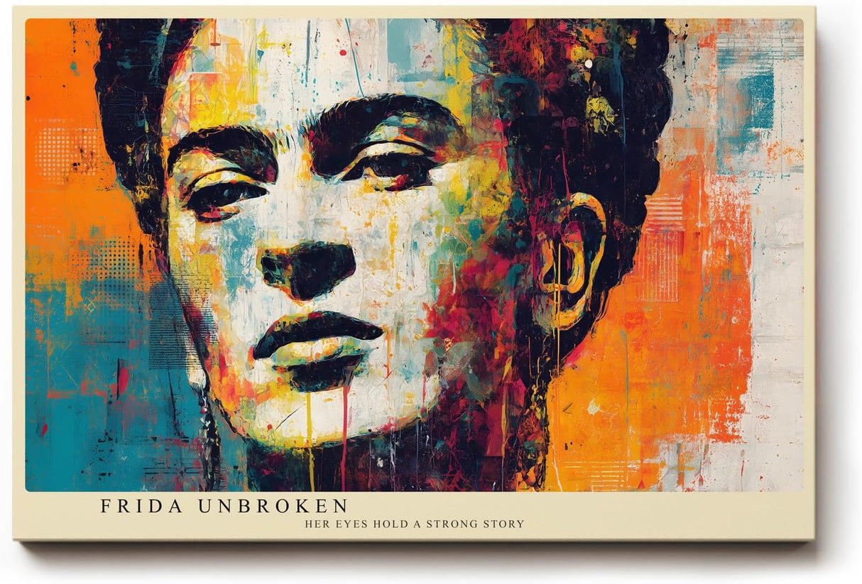 Paul Sinus Wandbild 120x80cm Künstlerisches Frida Portrait Moderne Pop Art Kunst in Bunt für Wohnzimmer Büro Atelier