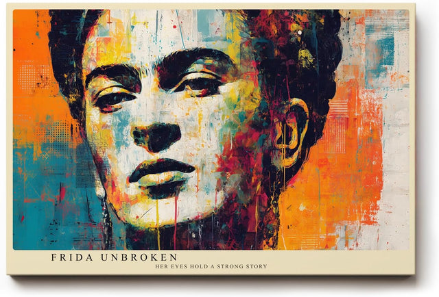 Paul Sinus Wandbild 120x80cm Künstlerisches Frida Portrait Moderne Pop Art Kunst in Bunt für Wohnzimmer Büro Atelier