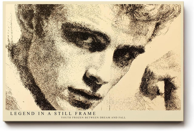 Paul Sinus Wandbild 120x80cm Künstlerisches Männer Portrait in Schwarz Beige Moderne Punktkunst für Wohnzimmer Büro Atelier