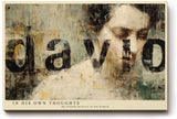 Paul Sinus Wandbild 120x80cm Künstlerisches Männerportrait Abstrakte Collage in Beige Schwarz und Grau für Wohnzimmer Büro Atelier