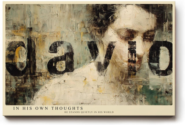 Paul Sinus Wandbild 120x80cm Künstlerisches Männerportrait Abstrakte Collage in Beige Schwarz und Grau für Wohnzimmer Büro Atelier