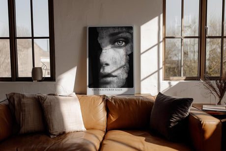 Paul Sinus Wandbild in 40x60cm Künstlerisches Porträt in Schwarz-Weiß mit rissiger Textur über Gesichtszügen