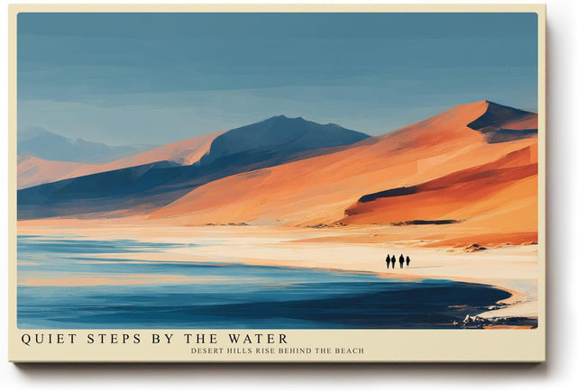 Paul Sinus Wandbild 120x80cm Küstenlandschaft Wüste Strand Meer moderne Landschaftskunst orange Sanddünen ruhige Natur